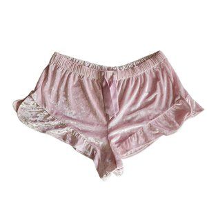 Victoria's Secret Light Pink Velvet Drawstring Ruffle Shorts, Size XL, NWT